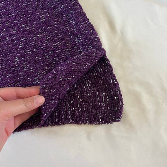 NWT Chicos Purple Sparkle Sequin Pullover Sweater Sz 0 / XS Casual Event - Picture 5 of 9